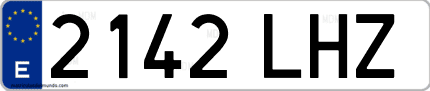 Ejemplo de matrícula de coche ordinaria 2142 LHZ
