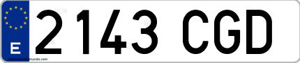 Ejemplo de matrícula de coche ordinaria 2143 CGD