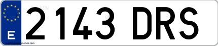 Ejemplo de matrícula española 2143 DRS
