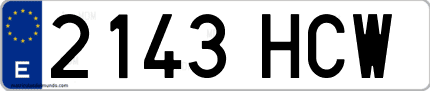 Ejemplo de matrícula de coche ordinaria 2143 HCW