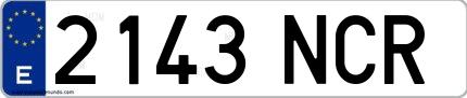 Ejemplo de matrícula española 2143 NCR