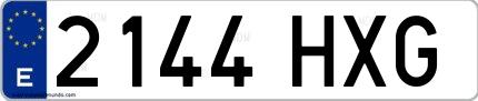 Ejemplo de matrícula española 2144 HXG