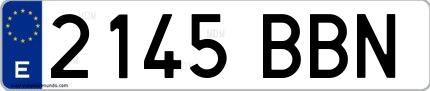 Ejemplo de matrícula española 2145 BBN