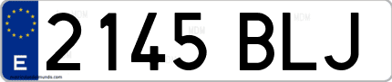 Ejemplo de matrícula de coche ordinaria 2145 BLJ