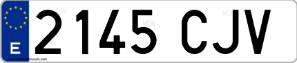Ejemplo de matrícula de coche ordinaria 2145 CJV