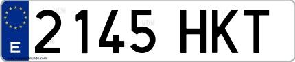 Ejemplo de matrícula española 2145 HKT
