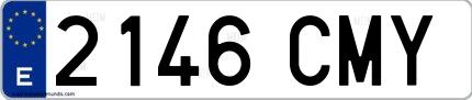 Ejemplo de matrícula española 2146 CMY