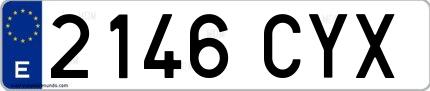Ejemplo de matrícula española 2146 CYX