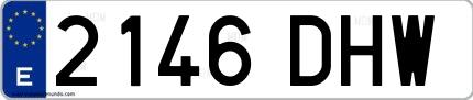 Ejemplo de matrícula española 2146 DHW