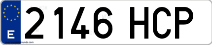 Ejemplo de matrícula de coche ordinaria 2146 HCP