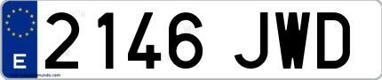 Ejemplo de matrícula española 2146 JWD