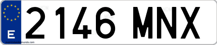 Ejemplo de matrícula de coche ordinaria 2146 MNX
