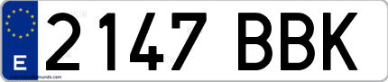 Ejemplo de matrícula de coche ordinaria 2147 BBK