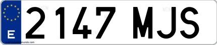 Ejemplo de matrícula española 2147 MJS