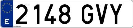 Ejemplo de matrícula española 2148 GVY