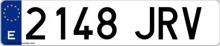 Ejemplo de matrícula española 2148 JRV