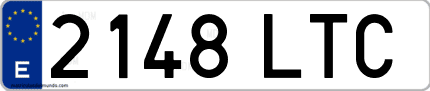 Ejemplo de matrícula de coche ordinaria 2148 LTC