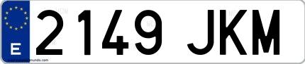 Ejemplo de matrícula española 2149 JKM
