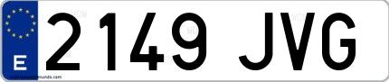Ejemplo de matrícula española 2149 JVG