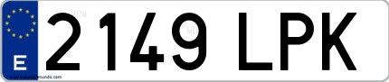 Ejemplo de matrícula española 2149 LPK