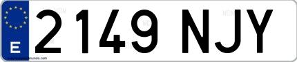 Ejemplo de matrícula española 2149 NJY