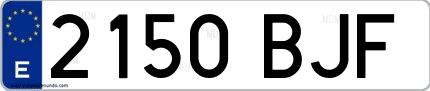 Ejemplo de matrícula española 2150 BJF