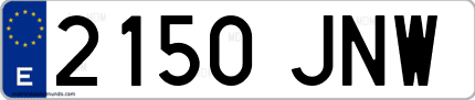 Ejemplo de matrícula de coche ordinaria 2150 JNW