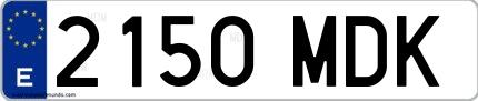 Ejemplo de matrícula española 2150 MDK