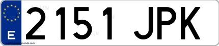 Ejemplo de matrícula española 2151 JPK