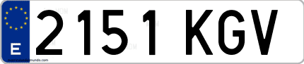 Ejemplo de matrícula de coche ordinaria 2151 KGV