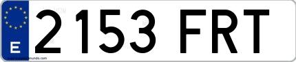 Ejemplo de matrícula española 2153 FRT