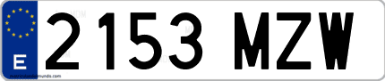 Ejemplo de matrícula de coche ordinaria 2153 MZW