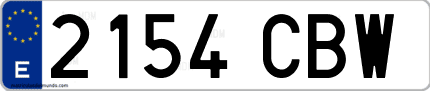 Ejemplo de matrícula de coche ordinaria 2154 CBW