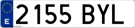 Ejemplo de matrícula de coche ordinaria 2155 BYL