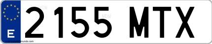 Ejemplo de matrícula española 2155 MTX