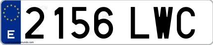 Ejemplo de matrícula española 2156 LWC