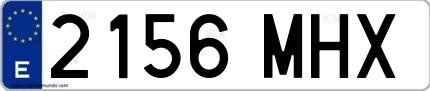 Ejemplo de matrícula española 2156 MHX