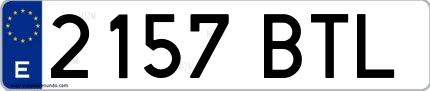 Ejemplo de matrícula española 2157 BTL
