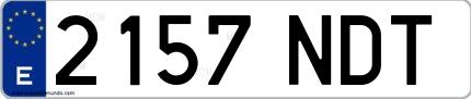 Ejemplo de matrícula española 2157 NDT