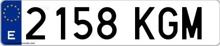 Ejemplo de matrícula española 2158 KGM
