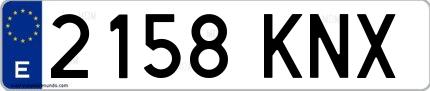 Ejemplo de matrícula española 2158 KNX