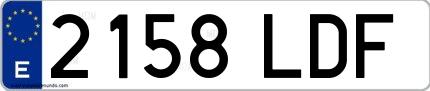 Ejemplo de matrícula española 2158 LDF