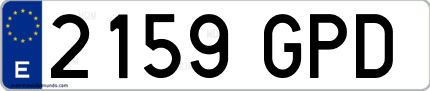 Ejemplo de matrícula de coche ordinaria 2159 GPD