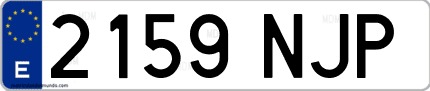 Ejemplo de matrícula de coche ordinaria 2159 NJP