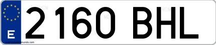 Ejemplo de matrícula española 2160 BHL