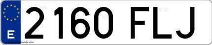 Ejemplo de matrícula española 2160 FLJ