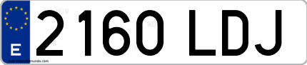 Ejemplo de matrícula de coche ordinaria 2160 LDJ