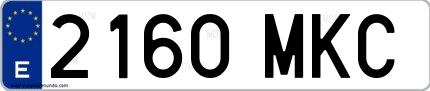 Ejemplo de matrícula española 2160 MKC