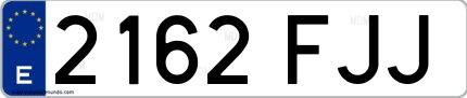 Ejemplo de matrícula española 2162 FJJ
