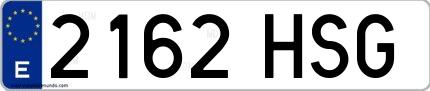 Ejemplo de matrícula española 2162 HSG